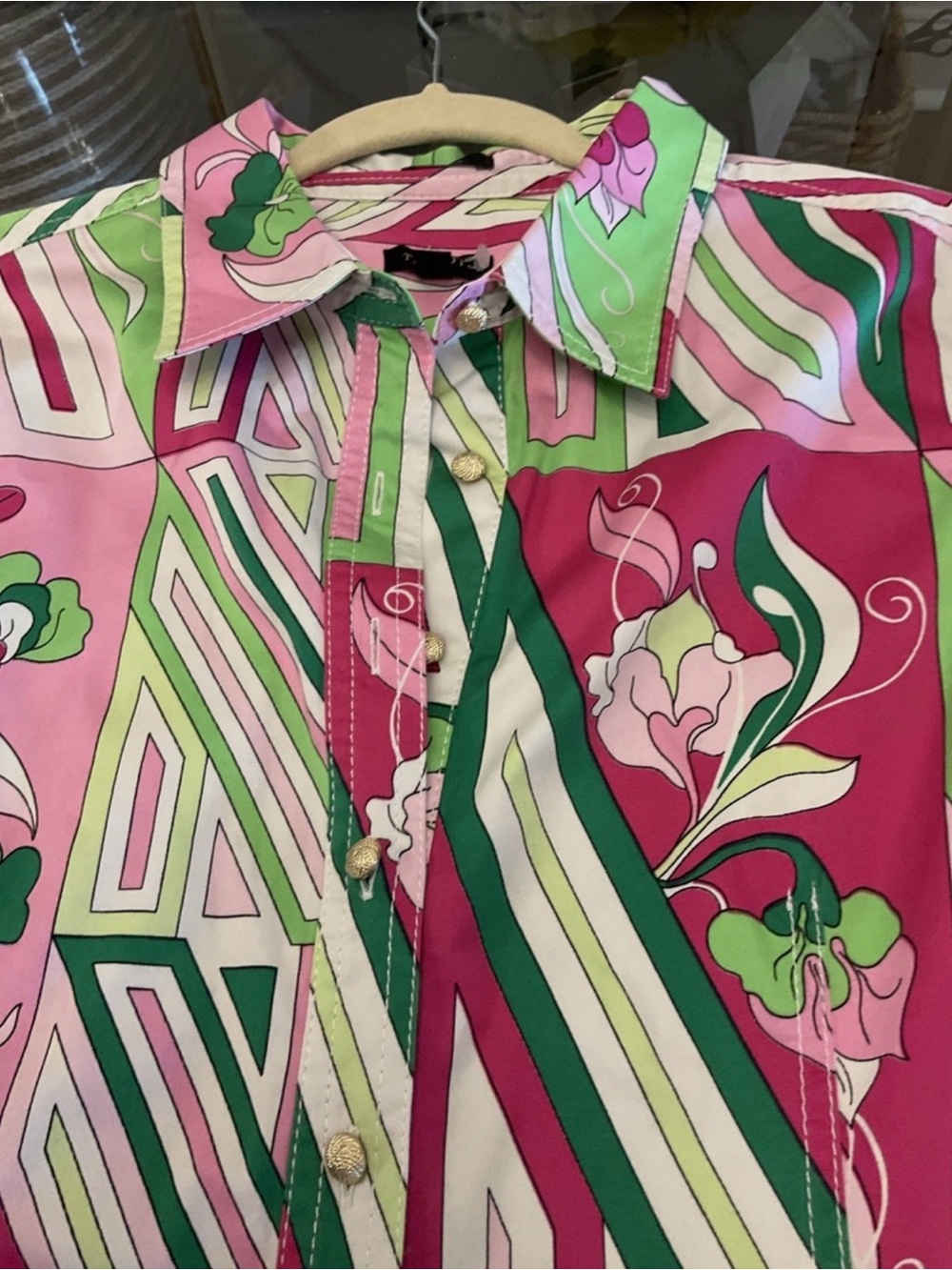 Talbots Women’s Pink & Green Geometric Floral Dress - Picture 7 of 9